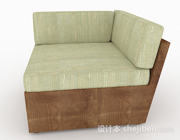 欧式风格田园绿色木质单人沙发3d模型下载