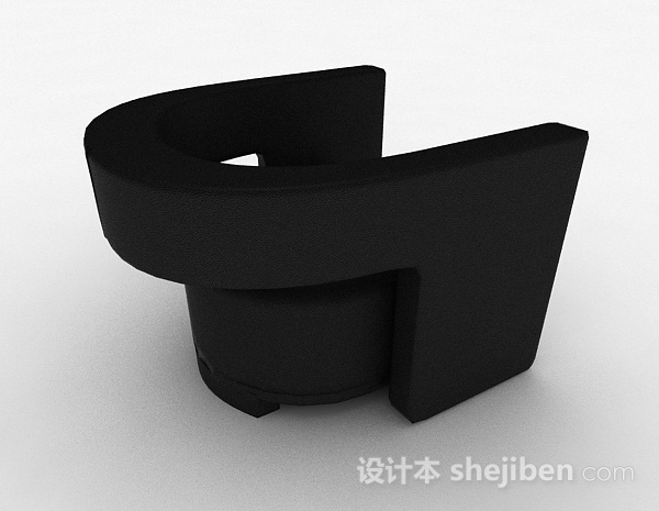 设计本简约黑色单人沙发3d模型下载