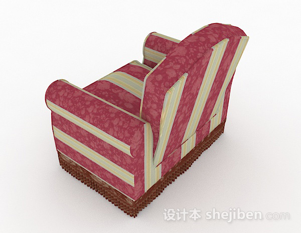 设计本田园红色条纹单人沙发3d模型下载