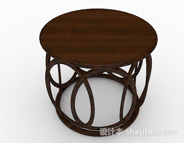 设计本中式木质圆凳3d模型下载