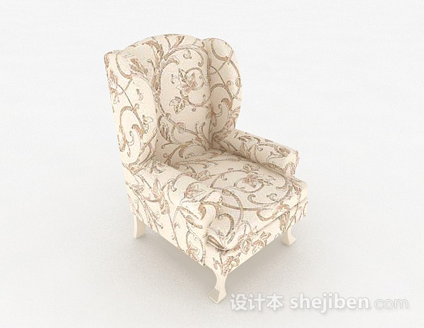 欧式花纹单人沙发3d模型下载