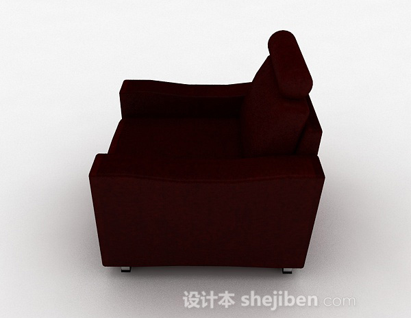 设计本暗红色单人沙发3d模型下载