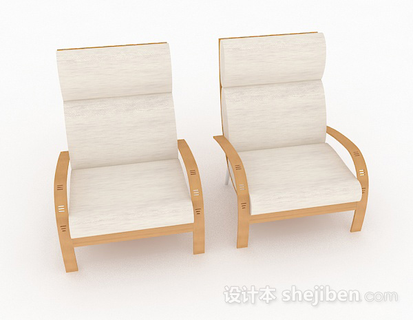 现代风格米白色休闲椅子组合3d模型下载