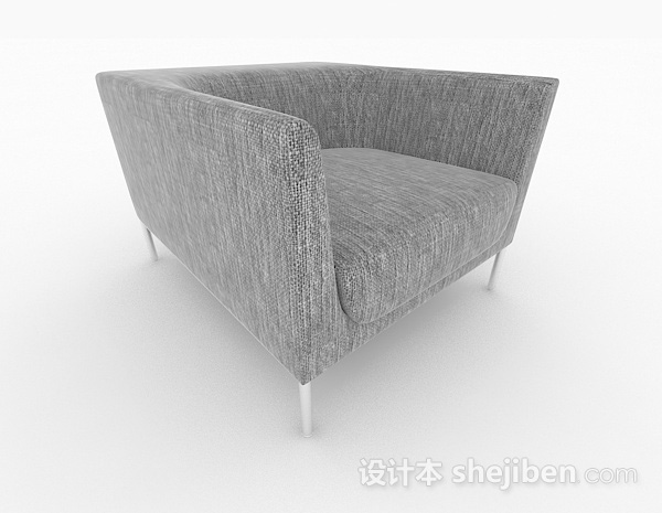 欧式风格北欧灰色简约单人沙发3d模型下载