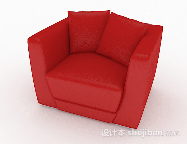 现代风格红色简约单人沙发3d模型下载