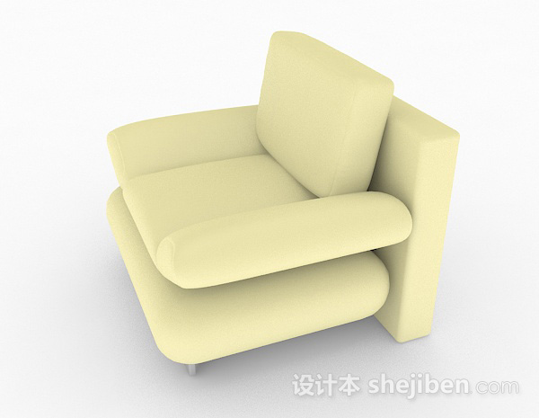 免费鹅黄色简约家居单人沙发3d模型下载