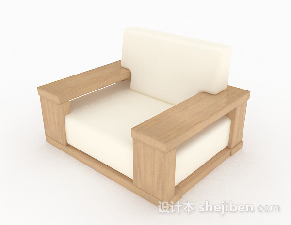 现代风格黄色木质简约单人沙发3d模型下载