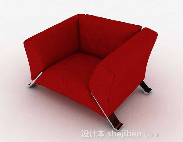 现代风格红色休闲单人沙发3d模型下载