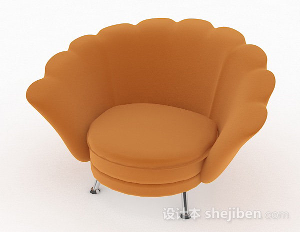 现代风格创意橙色贝壳单人沙发3d模型下载