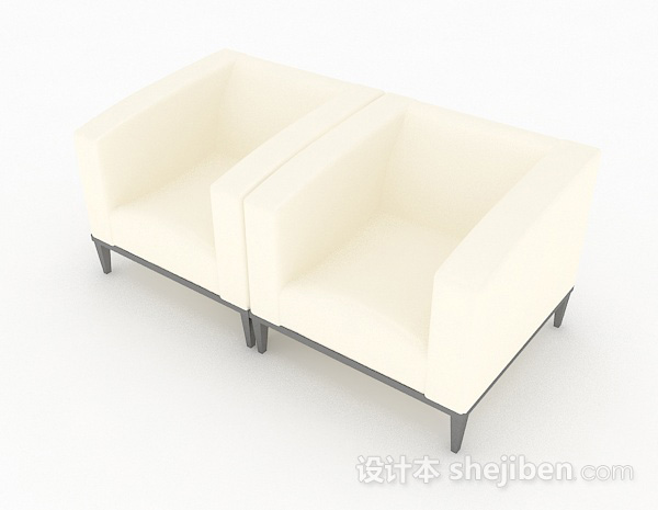 免费米黄色单人沙发组合3d模型下载