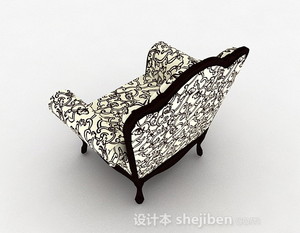 设计本欧式花纹单人沙发3d模型下载