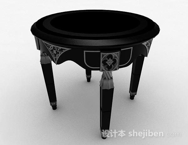 设计本欧式黑色圆形凳子3d模型下载