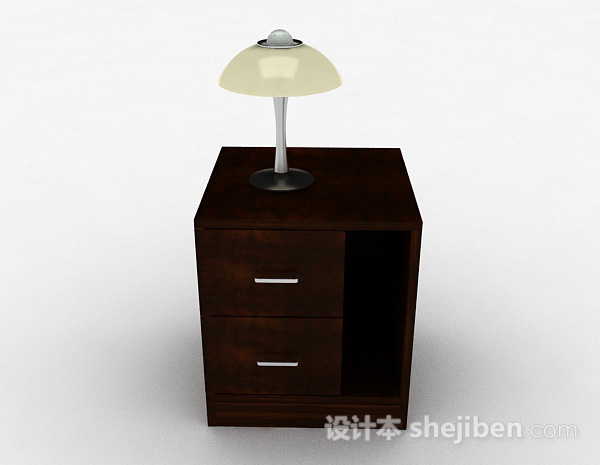 现代风格棕色木质简约床头柜3d模型下载