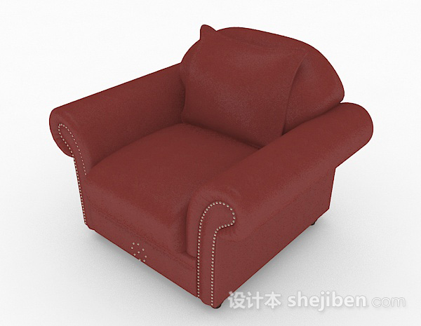 现代风格红色家居单人沙发3d模型下载