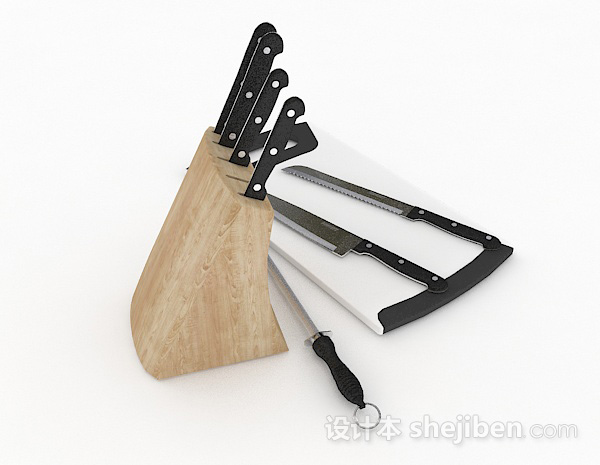 现代风格厨房刀具组合3d模型下载