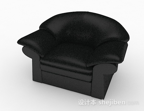 现代风格黑色简约商务单人沙发3d模型下载