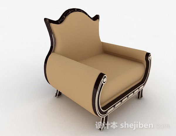免费家居棕色单人沙发3d模型下载
