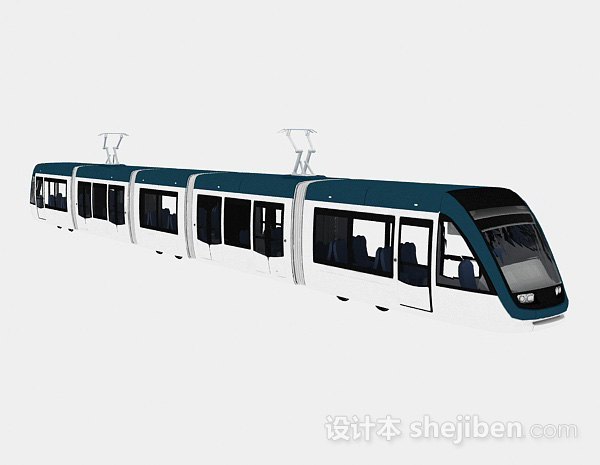 设计本现代风格蓝皮火车3d模型下载