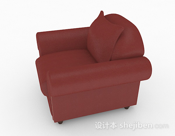 免费红色家居单人沙发3d模型下载