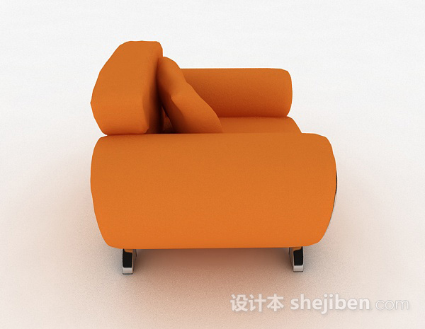 设计本橙色简约单人沙发3d模型下载