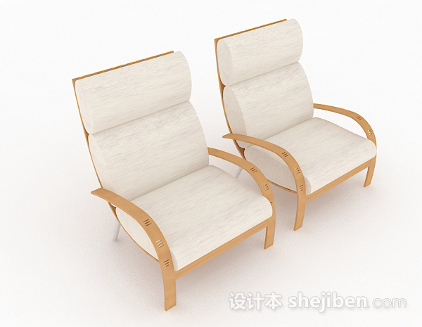 米白色休闲椅子组合3d模型下载