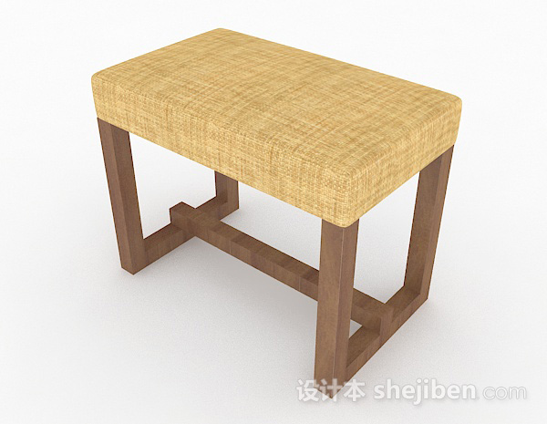 免费黄色木质凳子3d模型下载