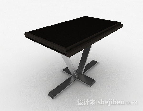 黑色简约餐桌3d模型下载