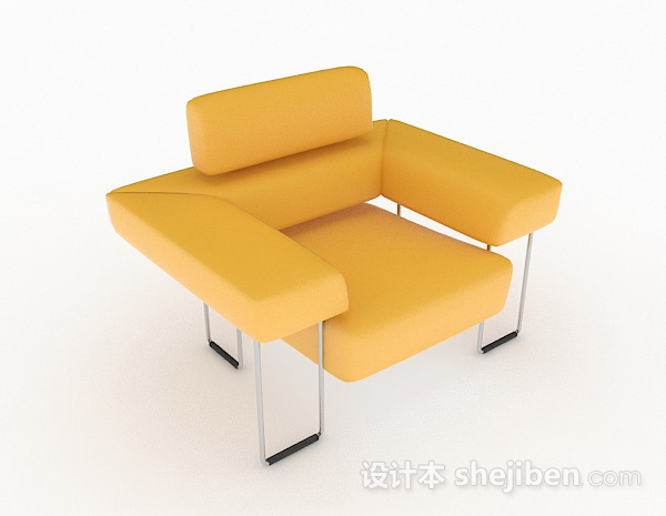 黄色休闲单人沙发3d模型下载