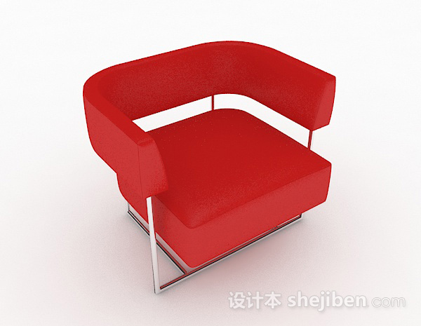 红色简约休闲单人沙发3d模型下载