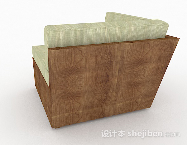 设计本田园绿色木质单人沙发3d模型下载
