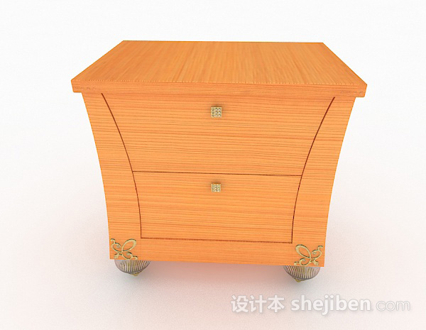 现代风格黄色木质床头柜3d模型下载