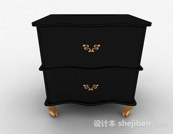 欧式风格欧式黑色床头柜3d模型下载