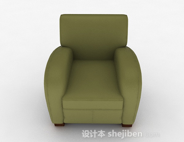 现代风格绿色简约单人沙发3d模型下载