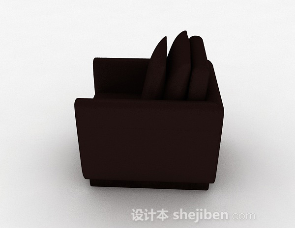 免费深棕色简约单人沙发3d模型下载