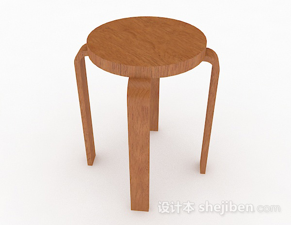 免费棕色木质休闲椅子3d模型下载