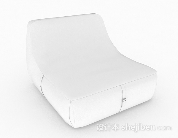 白色休闲单人沙发3d模型下载