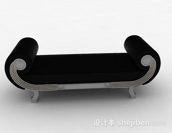 现代风格现代风格黑色舒适柔软脚凳沙发3d模型下载