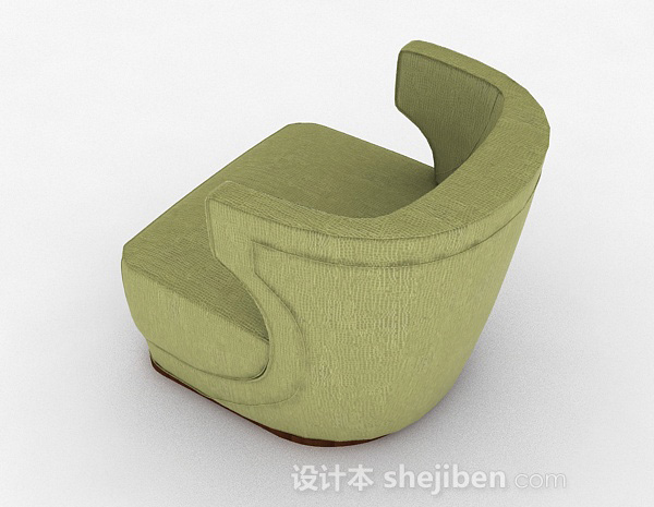设计本绿色简约单人沙发3d模型下载