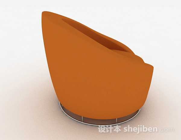 设计本创意个性橙色圆形单人沙发3d模型下载