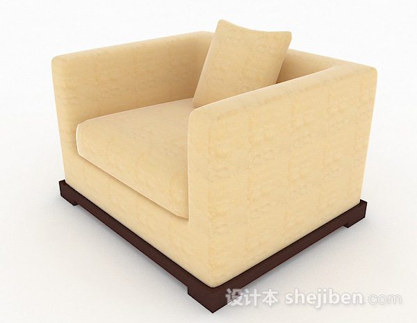 免费黄色简约家居单人沙发3d模型下载