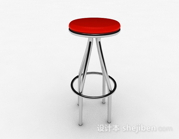 红色圆形吧台凳3d模型下载