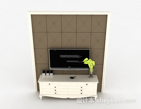 欧式风格欧式风格白色木质储物柜3d模型下载