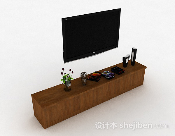 现代风格浅棕色电视储物柜3d模型下载