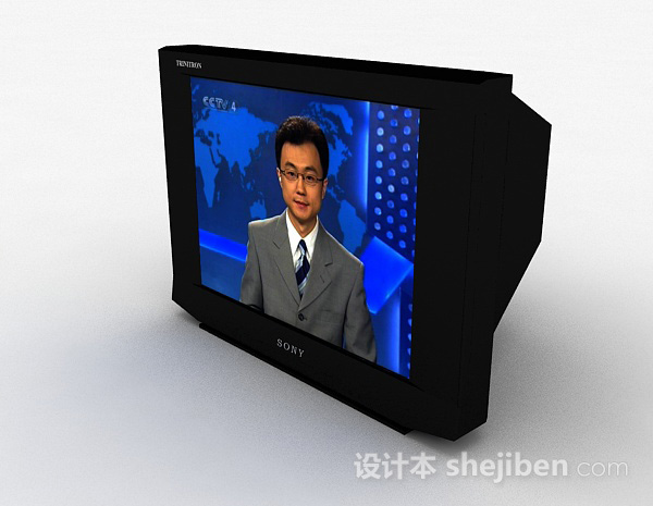 免费索尼黑色电视机3d模型下载