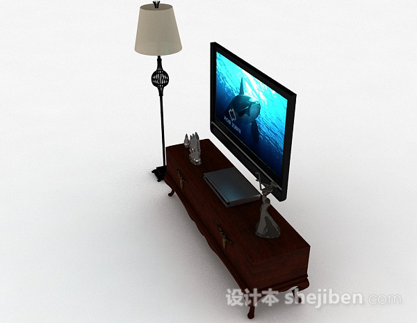 设计本欧式风格棕色电视柜3d模型下载