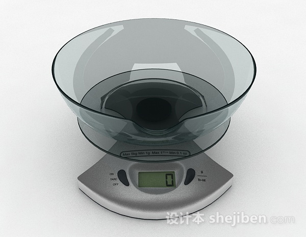 现代风格透明托盘电子秤3d模型下载