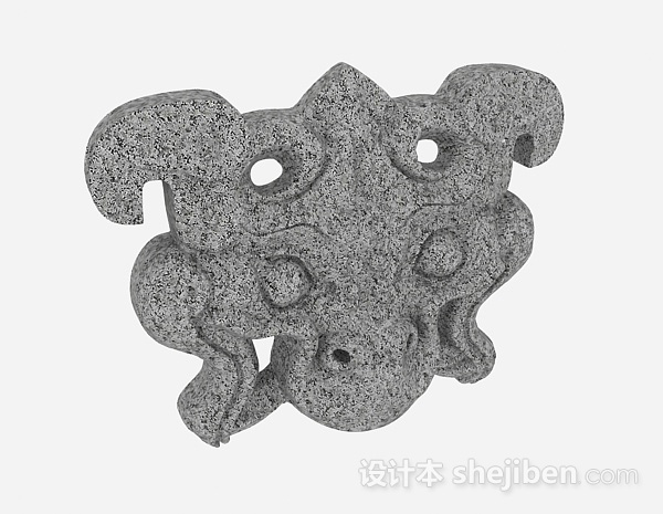 中式风格石质雕刻装饰物3d模型下载