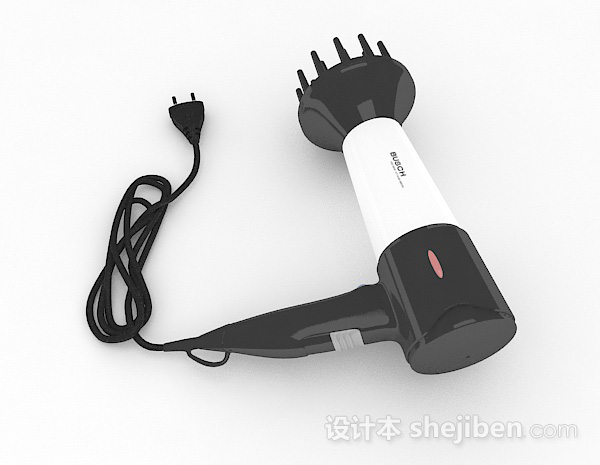 免费现代风格黑白双色电吹风3d模型下载