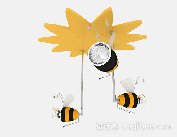 设计本现代风格蜜蜂造型吊灯3d模型下载