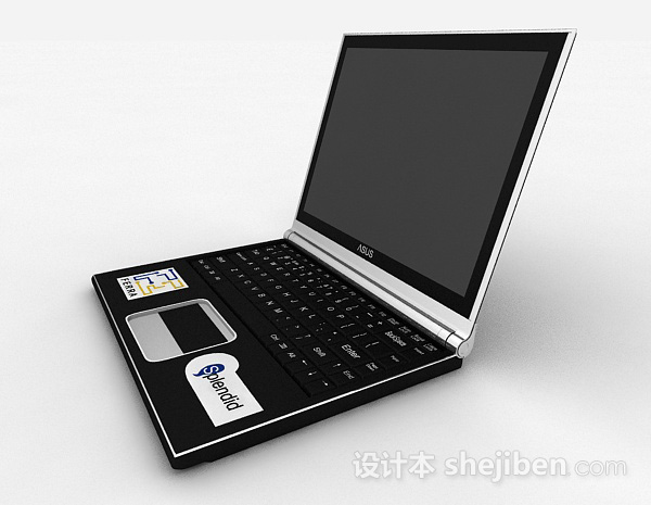 免费黑色笔记本电脑3d模型下载